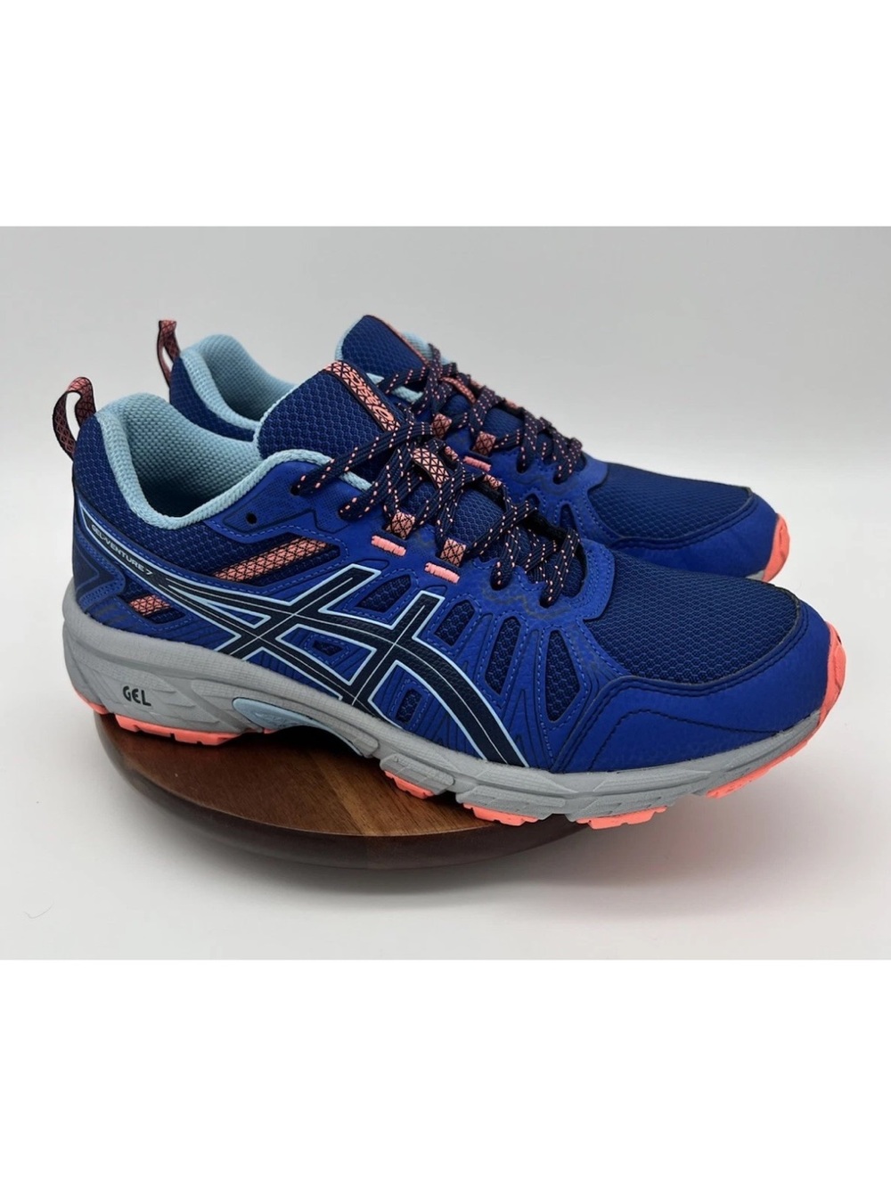 ASICS Gel-Venture 7 Blue And Coral Trail Running Sneaker Women Shoe Sz.9